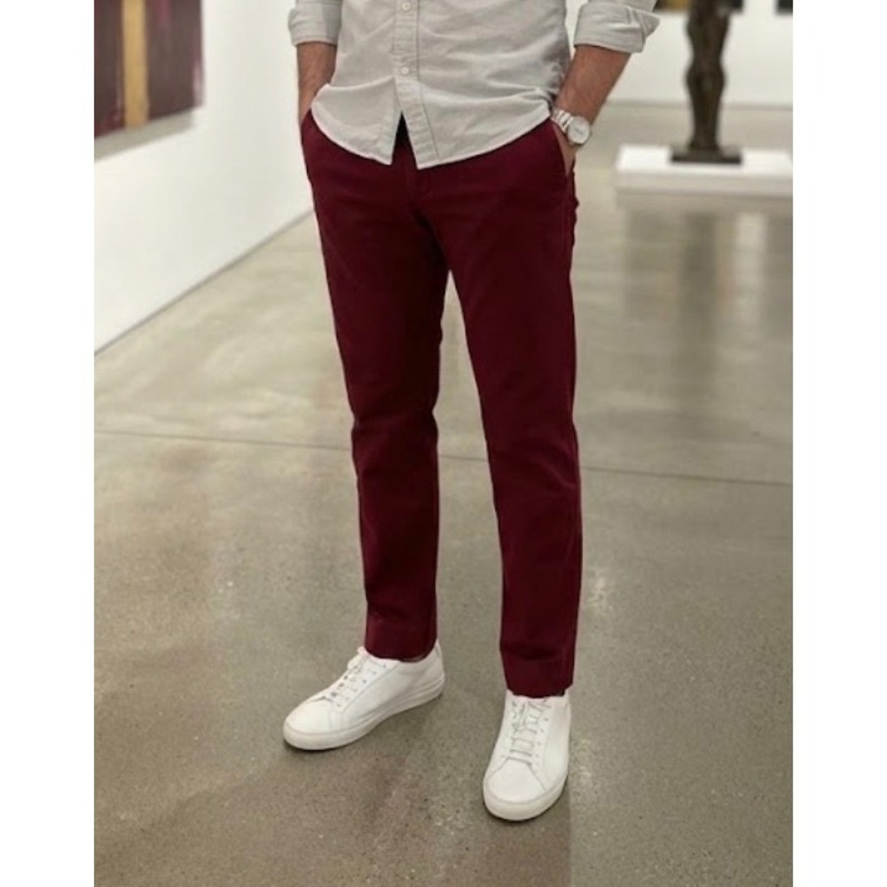 Express Innovator Mens Burgundy Red Dress Pants Chino 30x30 Slim Fit Cotton